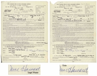 Two November 1958 Contracts Signed by Moe Howard, Who Signs Each The 3 Stooges by Moe Howard (owner) -- AGVA Contracts for Three Stooges Performances -- Each Measures 8.5 x 11, Very Good